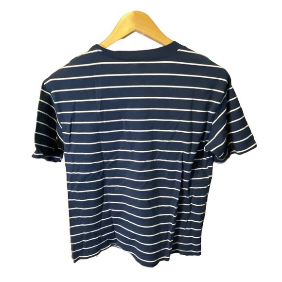 Time and Tru Short Sleeve Navy Striped Top SZ Medium - Picture 2 of 5